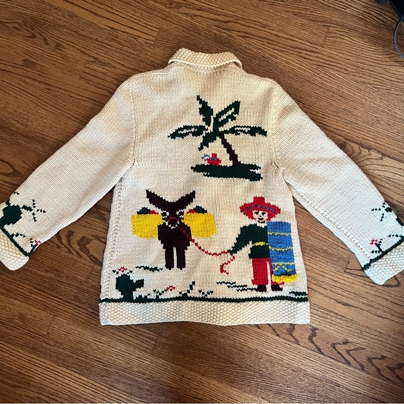 Vintage 40s 50s Mary Maxim Mexicana Cowichan Western Hand Knit Mexican cardigan - Picture 10 of 14